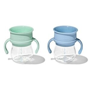 OXO Tot 2pk Transitions 360 Cup Kids 6oz Dusk Opal Blue Green Minimalist Toddler
